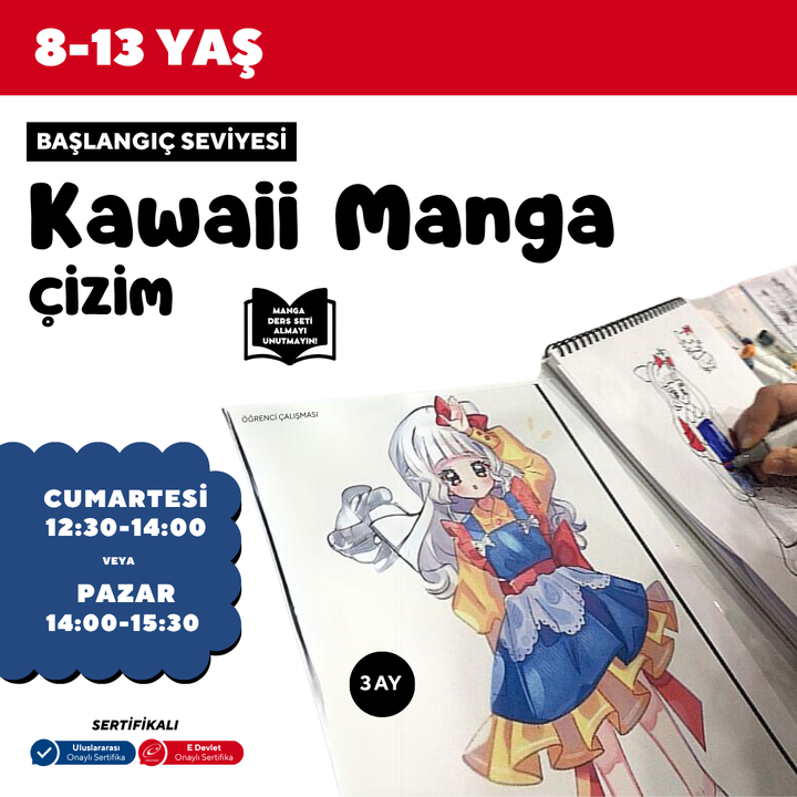 Kawaii Manga Çizim  (8-13 Yaş) - Yüz Yüze
