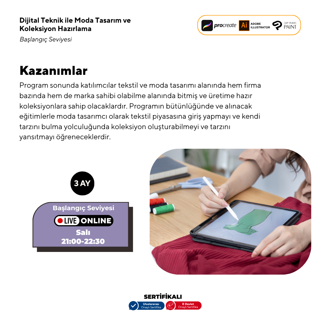 Fashion Design and Collection Preparation with Digital Technique Beginner Level (online)