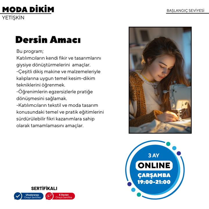 Fashion Sewing - (Beginner Level) - Online 