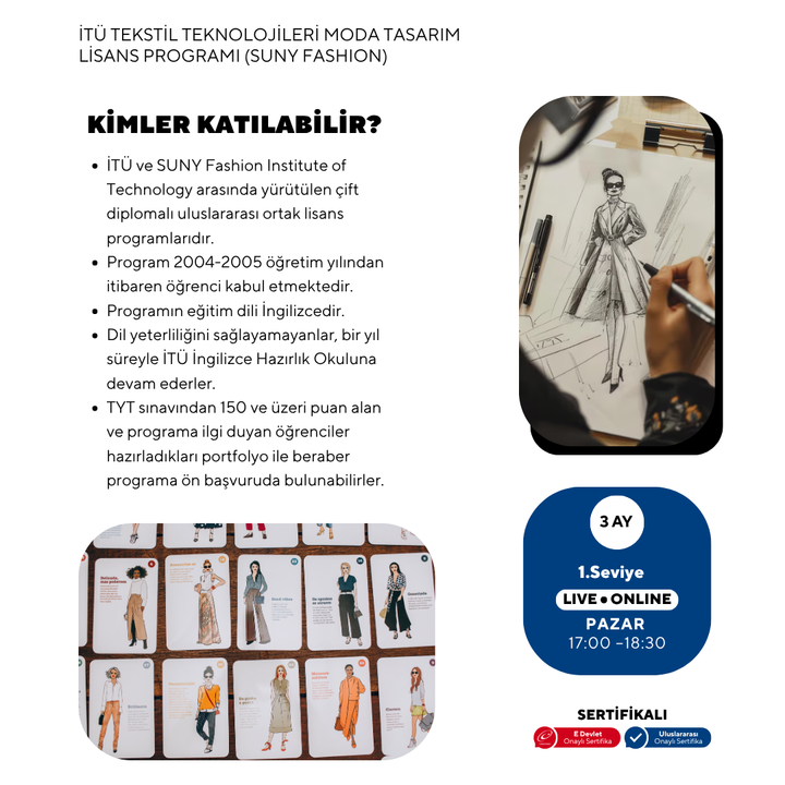 İTÜ Tekstil Teknolojileri ve Moda Tasarım Lisans Programı (Suny Fashion) Hazırlık Eğitimi -Online