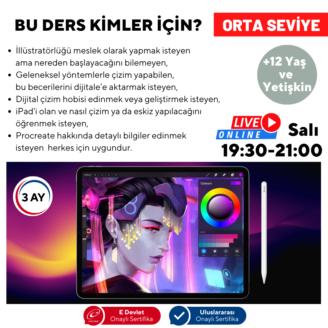 Learning Digital Art with Procreate (12+ Years Old and Adults) (Intermediate Level)