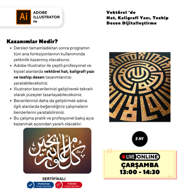 Calligraphy, Writing, Illumination, Pattern Digitization in Vector (Online)