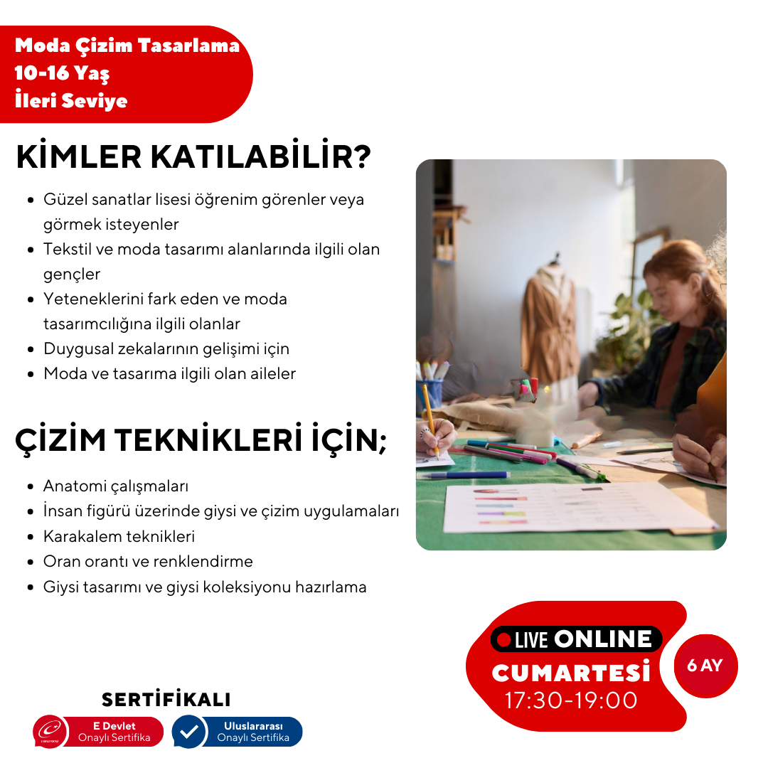 Fashion Design and Drawing (10-16 Years Old) - Advanced Level