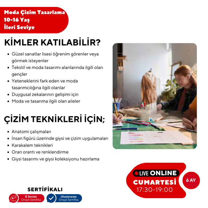 Fashion Design and Drawing (10-16 Years Old) - Advanced Level