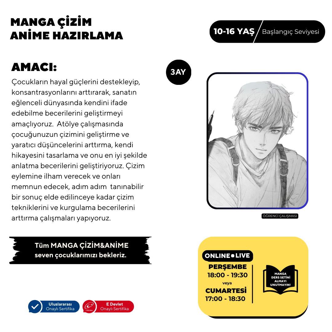 Manga Drawing and Anime Preparation (Ages 10-16)