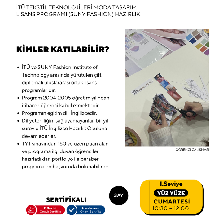 ITU Textile Technologies and Fashion Design Undergraduate Program (Suny Fashion) - Face to face