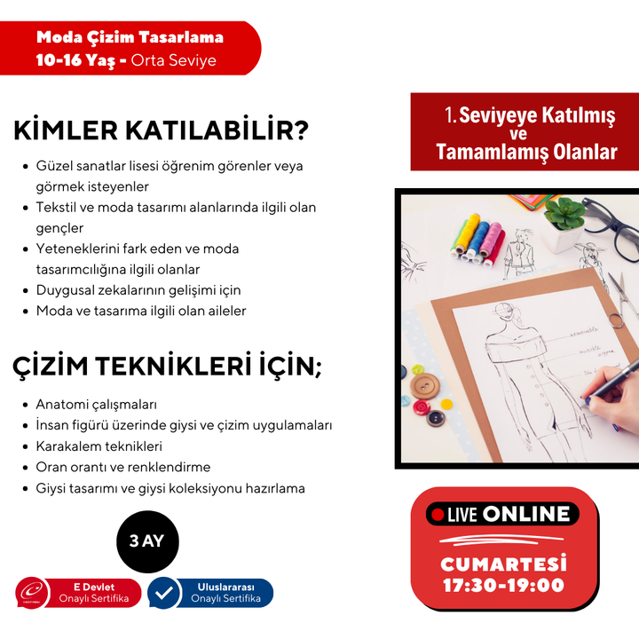 Fashion Design and Drawing (10-16 Years Old) - Intermediate Level