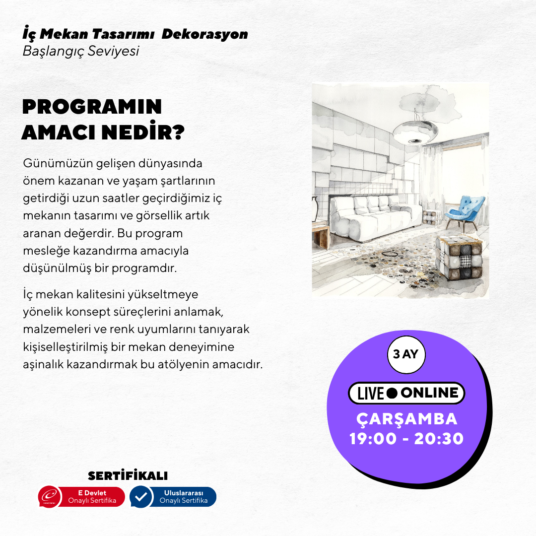 İç Mekan Tasarımı ve Dekorasyonu  (Temel Seviye)