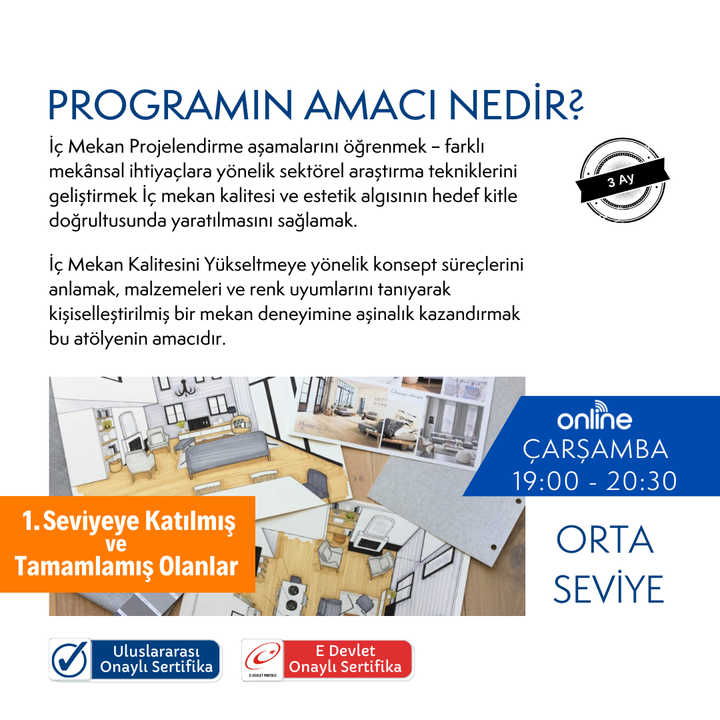 İç Mekan Tasarımı ve Dekorasyonu  (Orta Seviye)