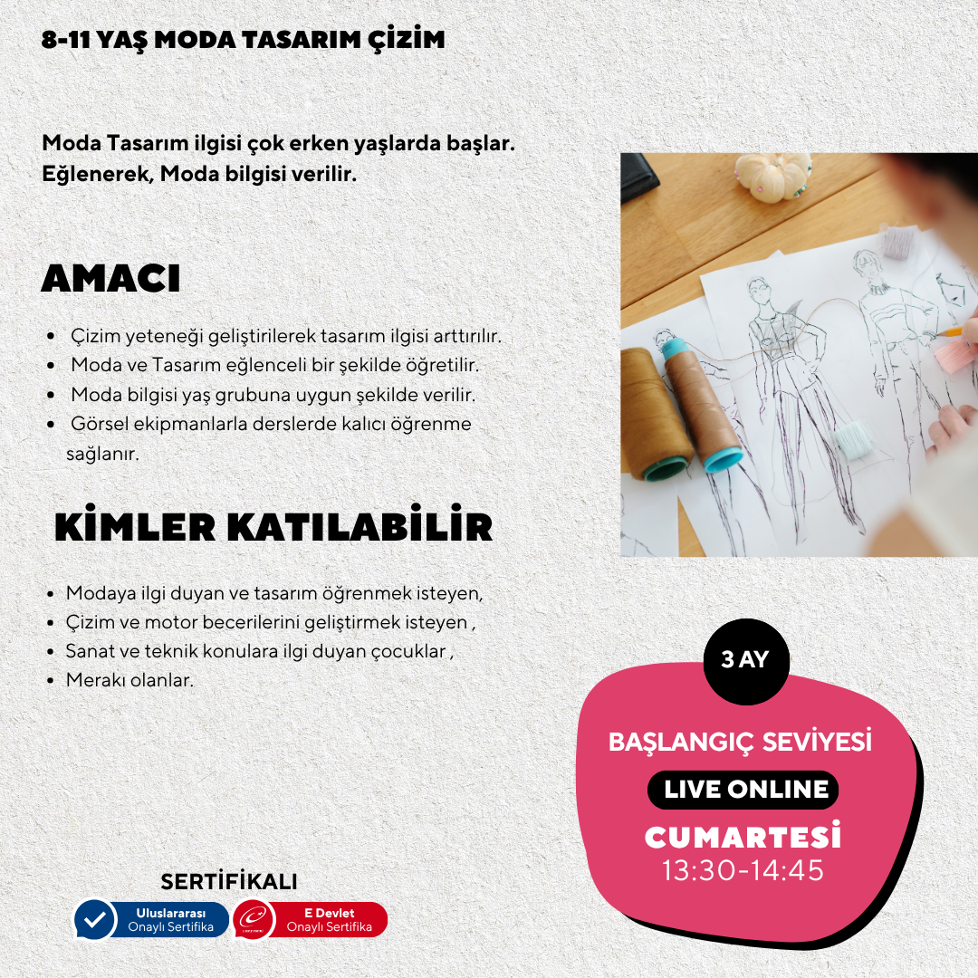 8-11 Year Old Fashion Design Drawing (Online)