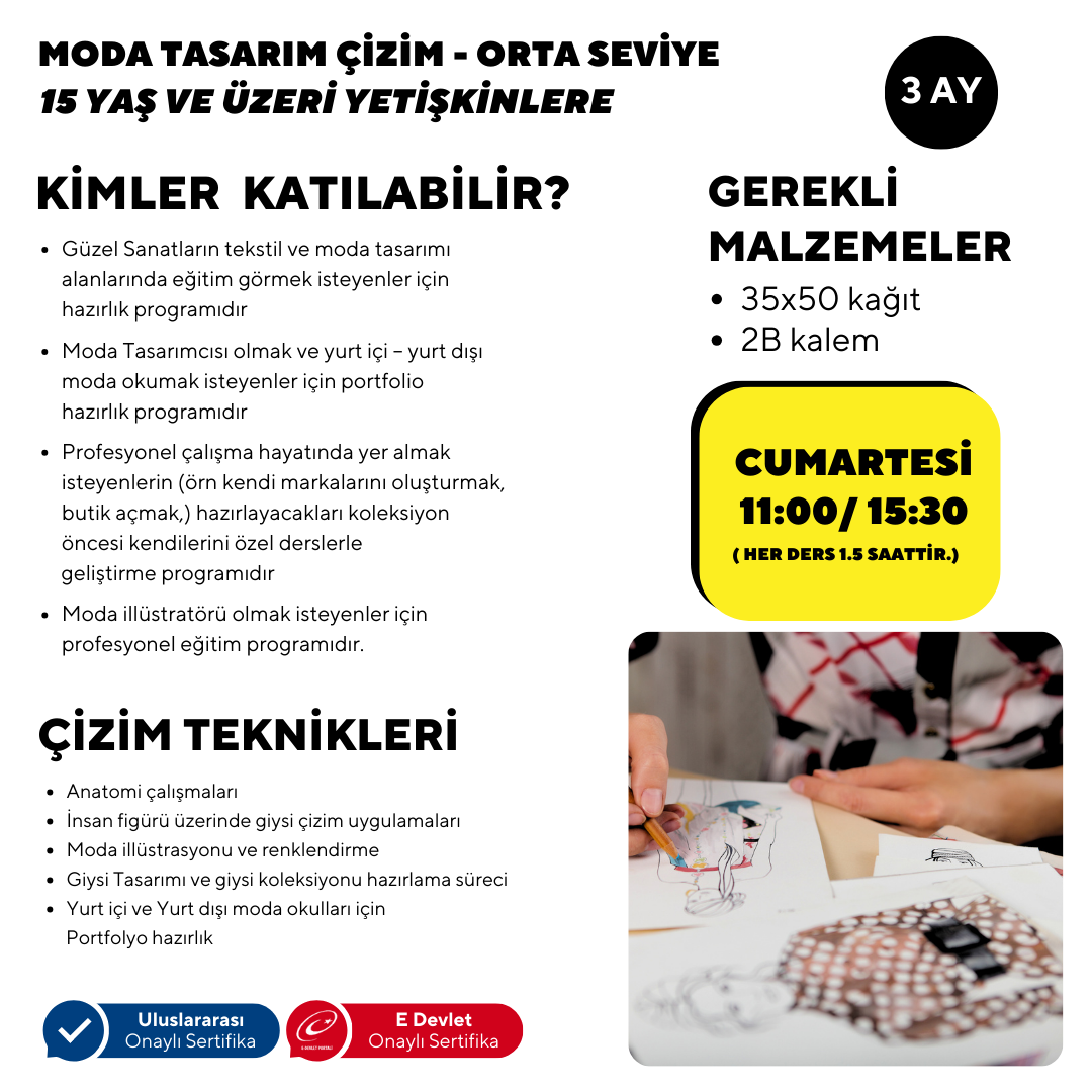 Moda Tasarım Çizim -Orta Seviye ( Yüz Yüze )
