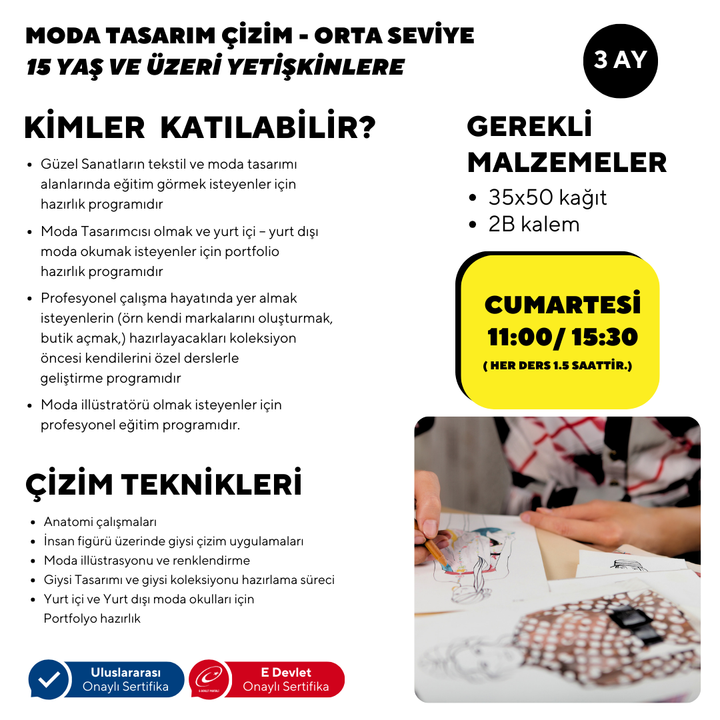 Moda Tasarım Çizim -Orta Seviye ( Yüz Yüze )