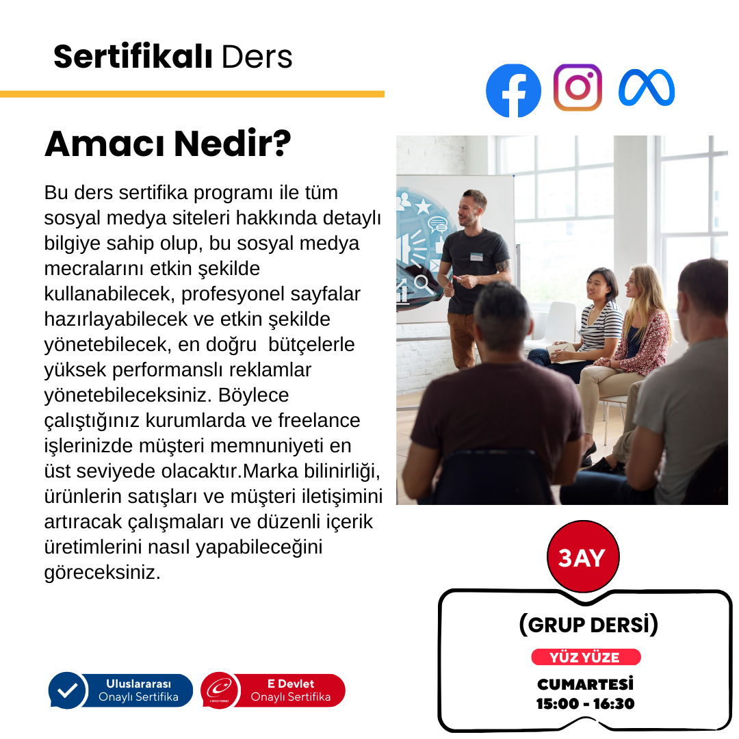 Sosyal Medya ve Dijital Pazarlama Profesyonel Uzmanlık - Yüz Yüze