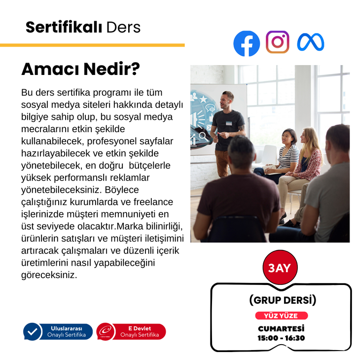 Sosyal Medya ve Dijital Pazarlama Profesyonel Uzmanlık - Yüz Yüze