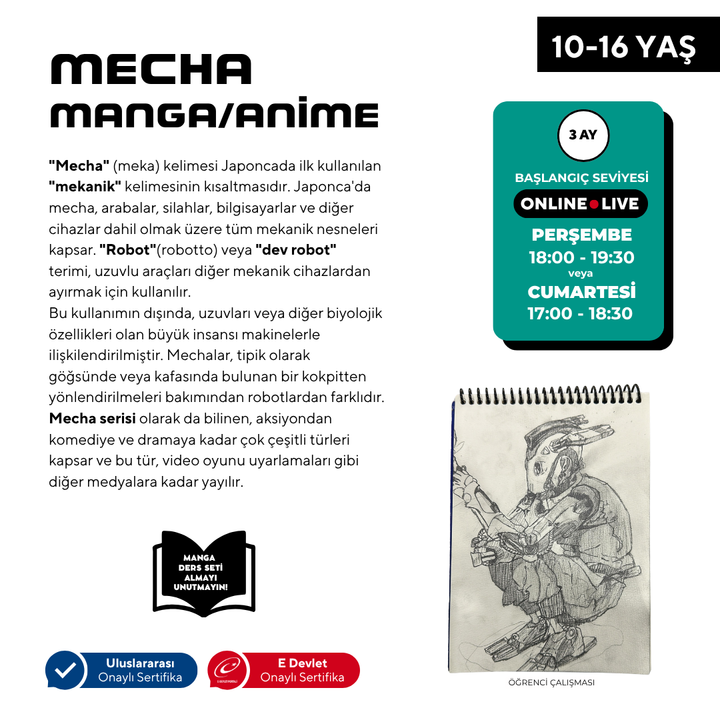 Mecha Manga Drawing Anime Preparation (10-16 Years Old)