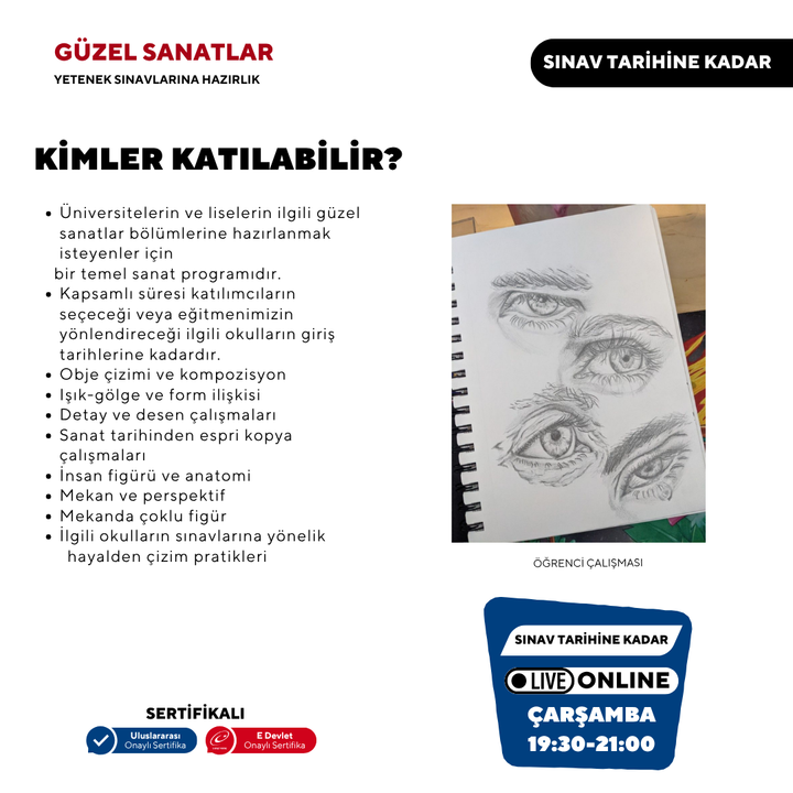 Güzel Sanat Okullarına Giriş için Yetenek Sınavlarına Hazırlık