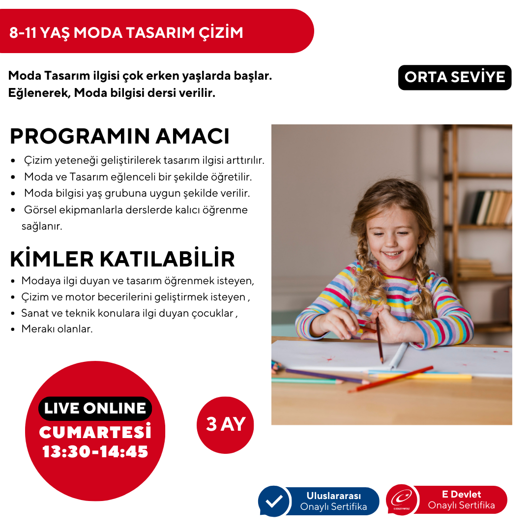 8-11 Years Old Fashion Design Intermediate Drawing (Online)