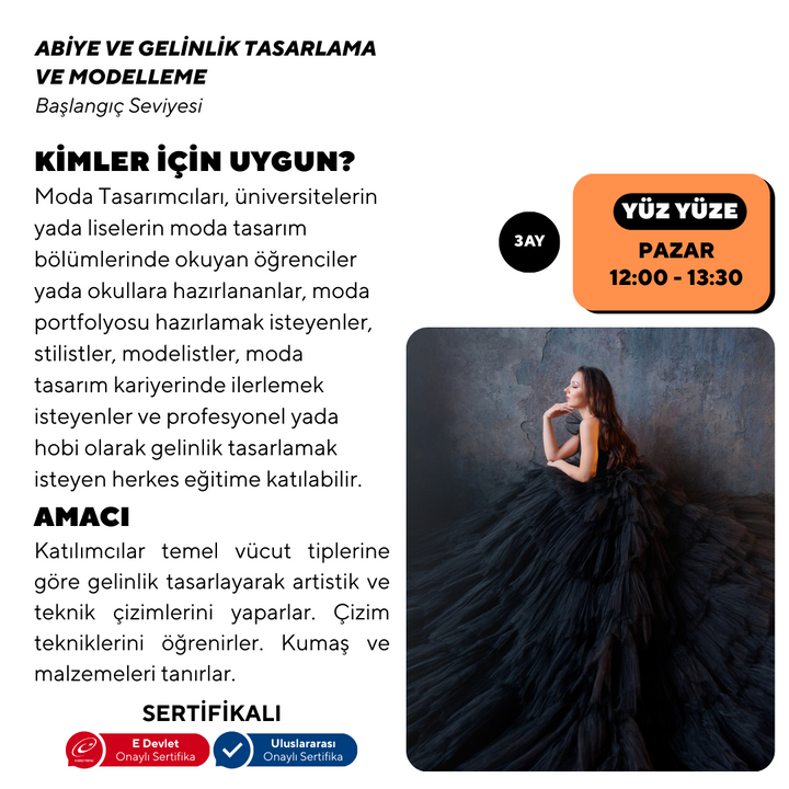 Evening Dress and Wedding Dress Design and Modeling (Face to Face)