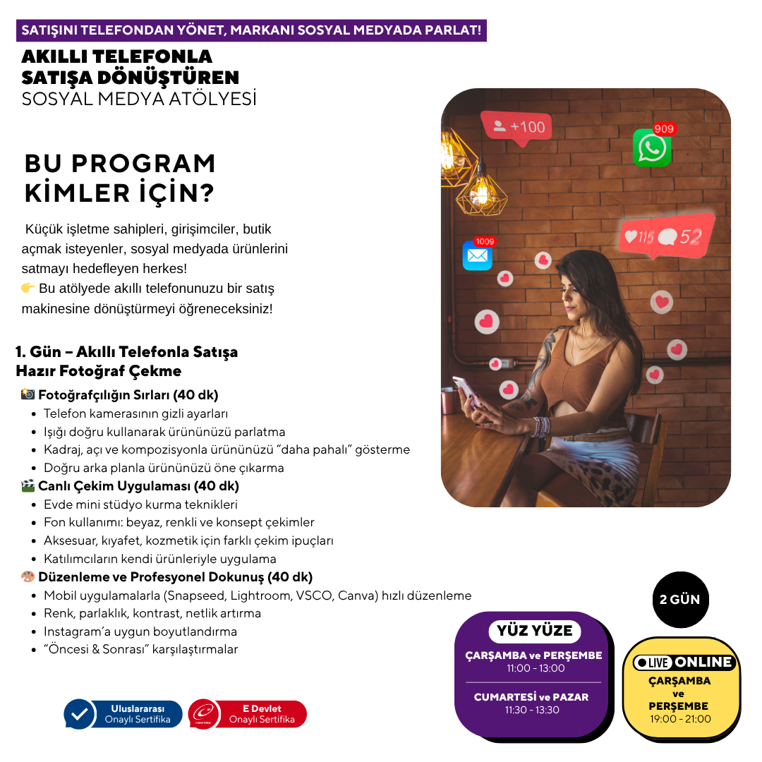 Akıllı Telefon ile Satışa Dönüştüren Sosyal Medya Atölyesi