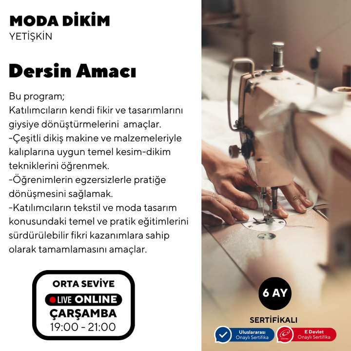 Fashion Sewing - (Intermediate Level) - Online 