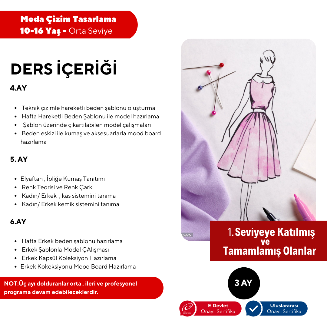 Fashion Design and Drawing (10-16 Years Old) - Intermediate Level