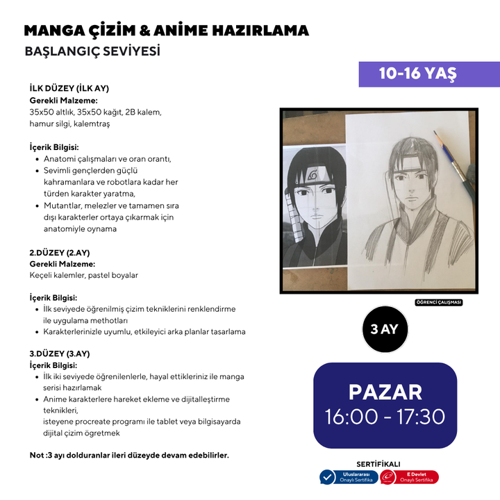 Manga Drawing and Anime Preparation (10-16 Years Old) - Face to Face