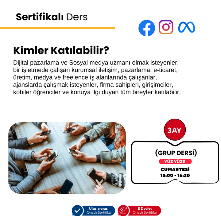 Sosyal Medya ve Dijital Pazarlama Profesyonel Uzmanlık - Yüz Yüze