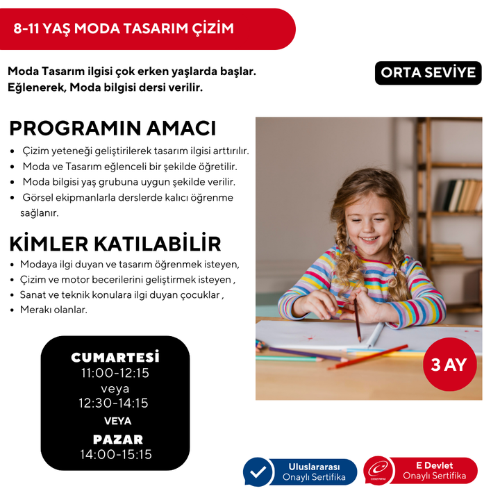 8-11 Years Old Fashion Design Intermediate Drawing (Face to Face)