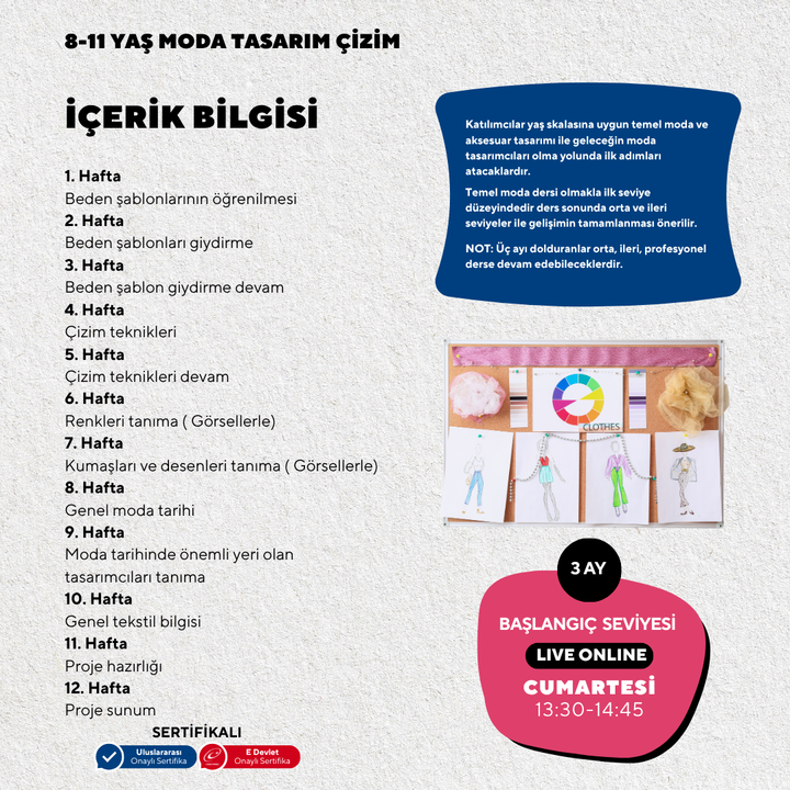 8-11 Year Old Fashion Design Drawing (Online)