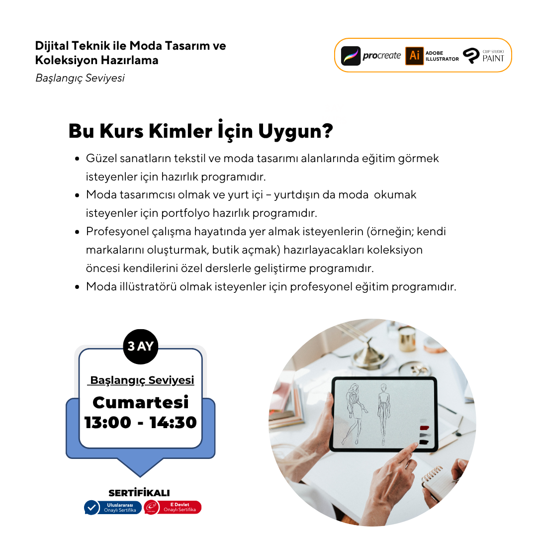 Beginner Level Fashion Design and Collection Preparation with Digital Techniques (Face to Face)