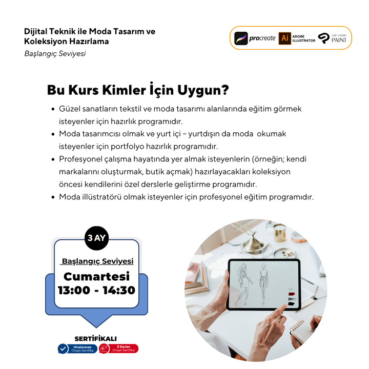 Beginner Level Fashion Design and Collection Preparation with Digital Techniques (Face to Face)