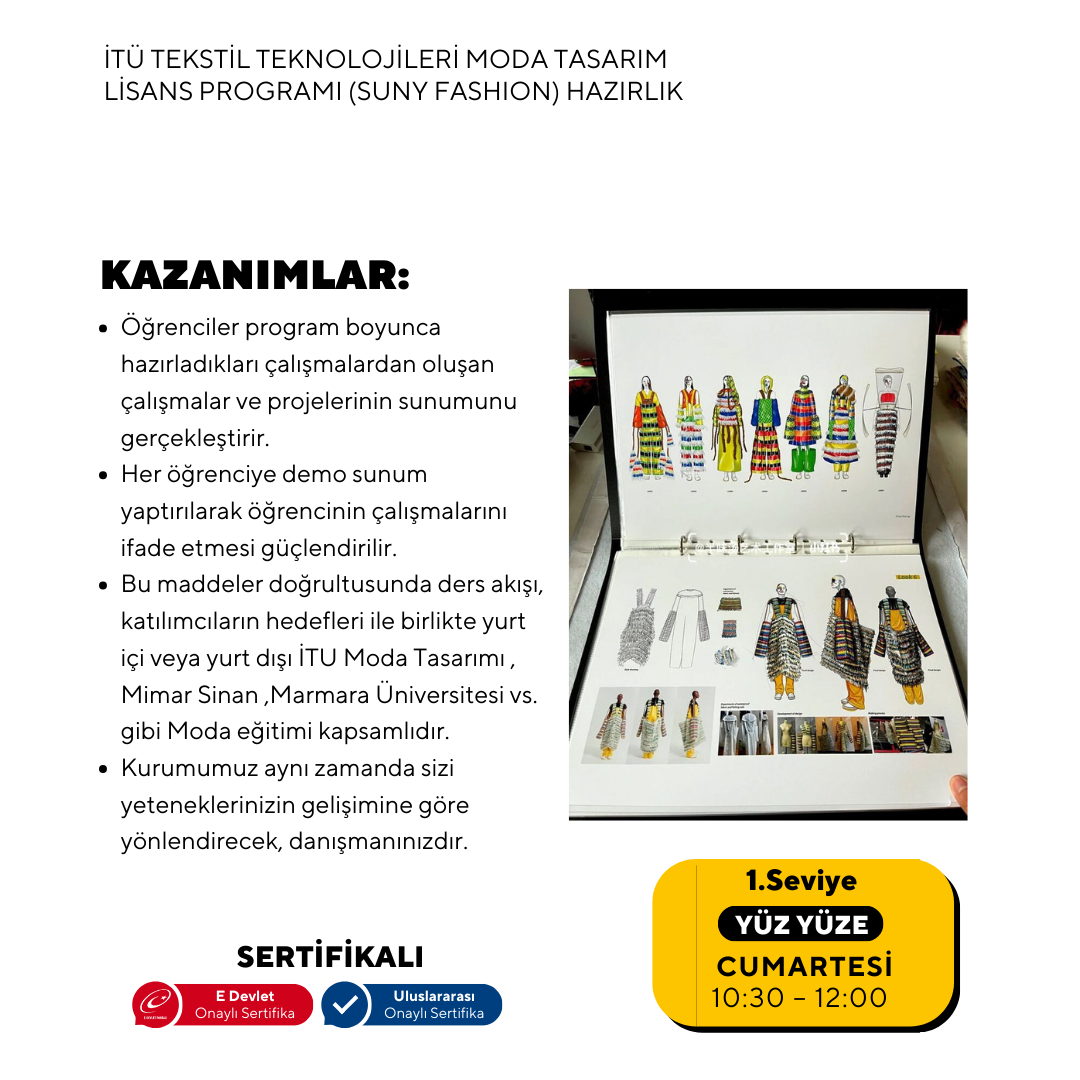 ITU Textile Technologies and Fashion Design Undergraduate Program (Suny Fashion) - Face to face