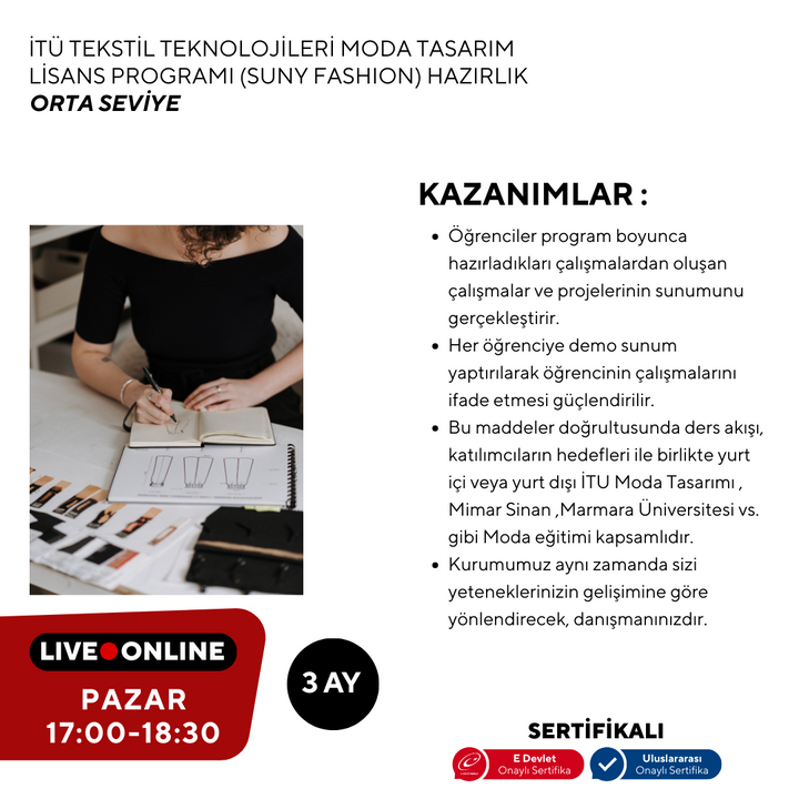 ITU Textile Technologies and Fashion Design Undergraduate Program (Suny Fashion) Preparatory - Intermediate Level