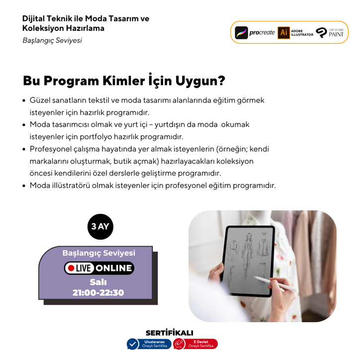 Fashion Design and Collection Preparation with Digital Technique Beginner Level (online)