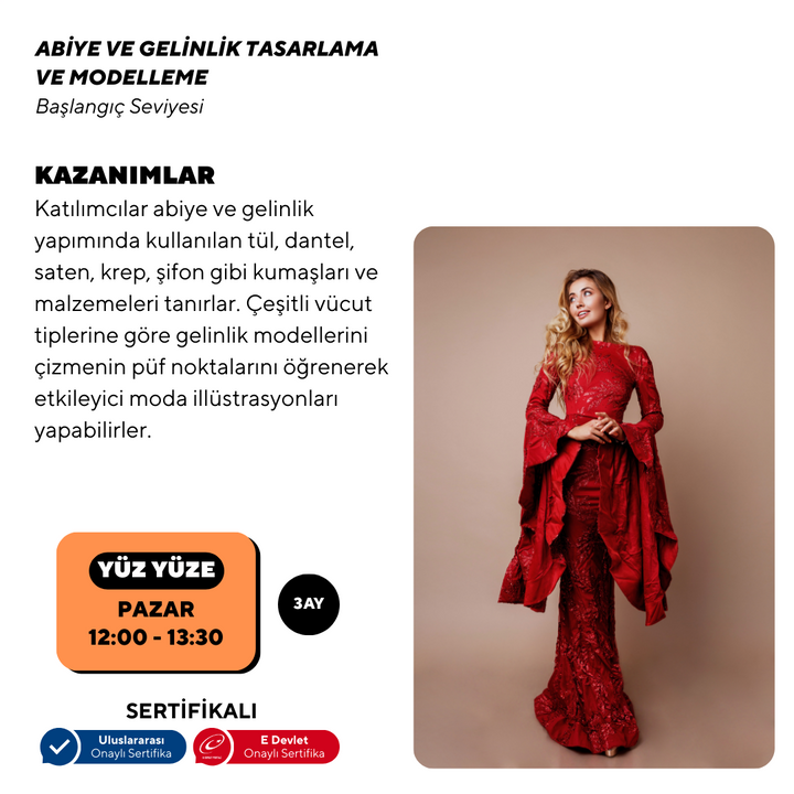 Evening Dress and Wedding Dress Design and Modeling (Face to Face)