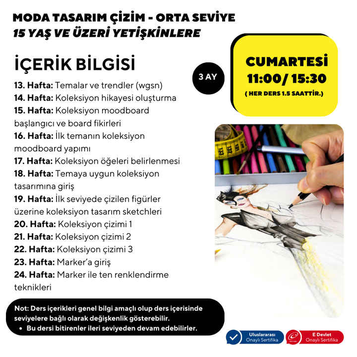Moda Tasarım Çizim -Orta Seviye ( Yüz Yüze )