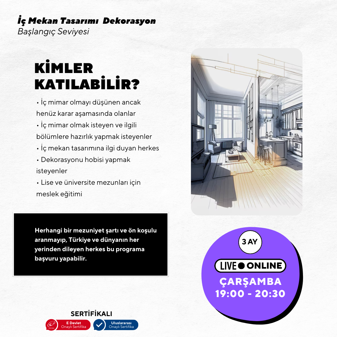 İç Mekan Tasarımı ve Dekorasyonu  (Temel Seviye)