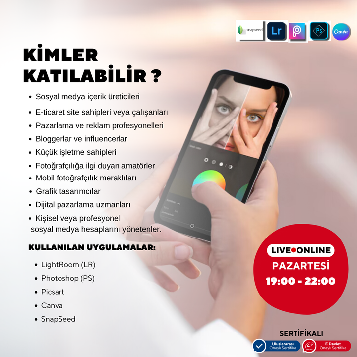 Sosyal medya ve e-ticaret için mobilden fotoğraf düzenleme  -Online
