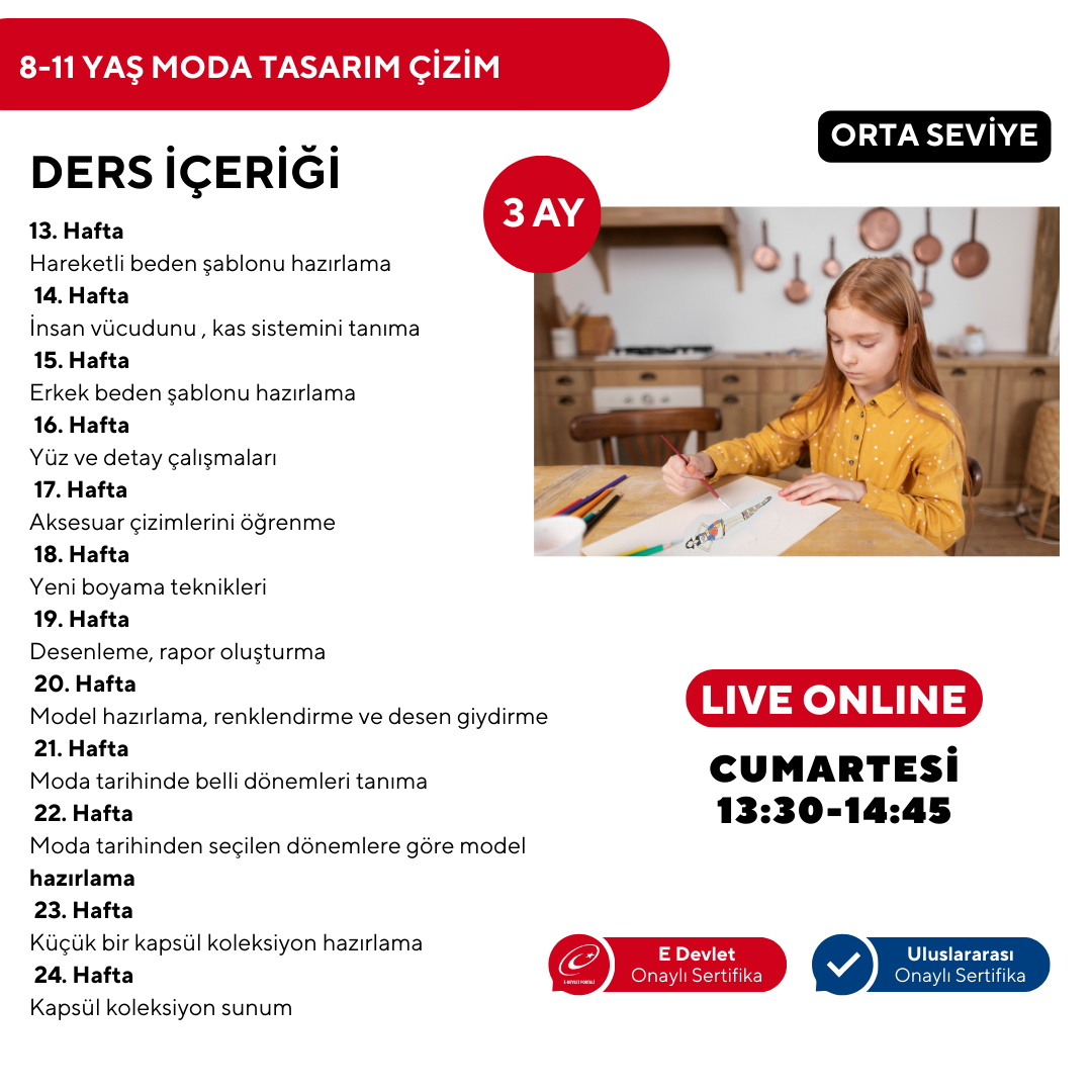 8-11 Years Old Fashion Design Intermediate Drawing (Online)