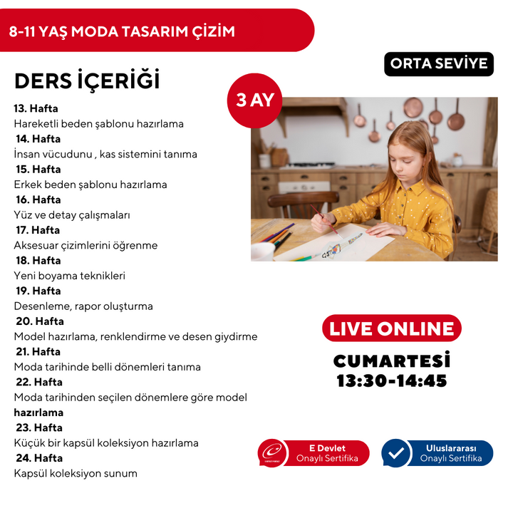 8-11 Years Old Fashion Design Intermediate Drawing (Online)