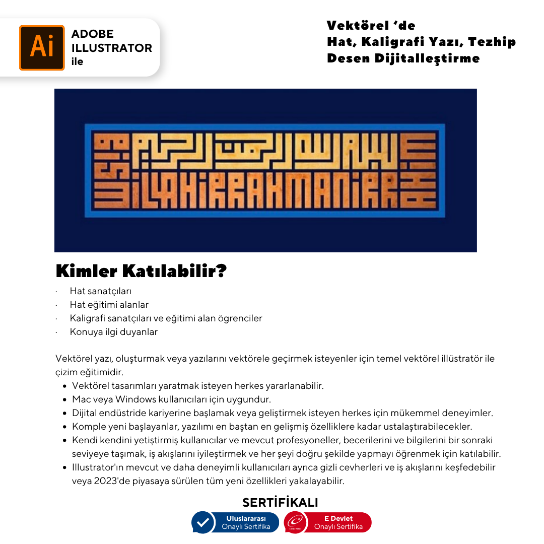 Calligraphy, Writing, Illumination, Pattern Digitization in Vector (Online)