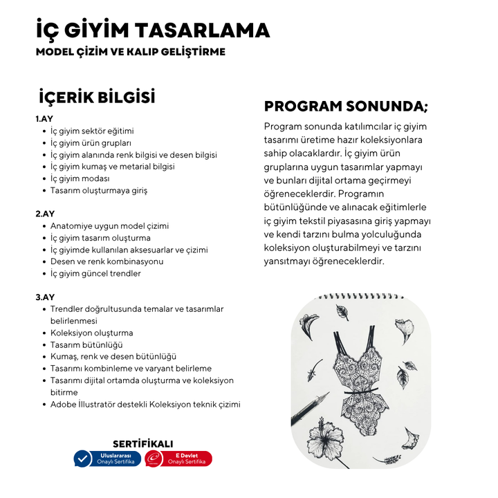 Underwear Design, Model Drawing and Pattern Development - Beginner Level