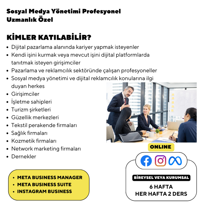 Sosyal Medya Yönetimi Profesyonel Uzmanlık Özel -Online Bire Bir