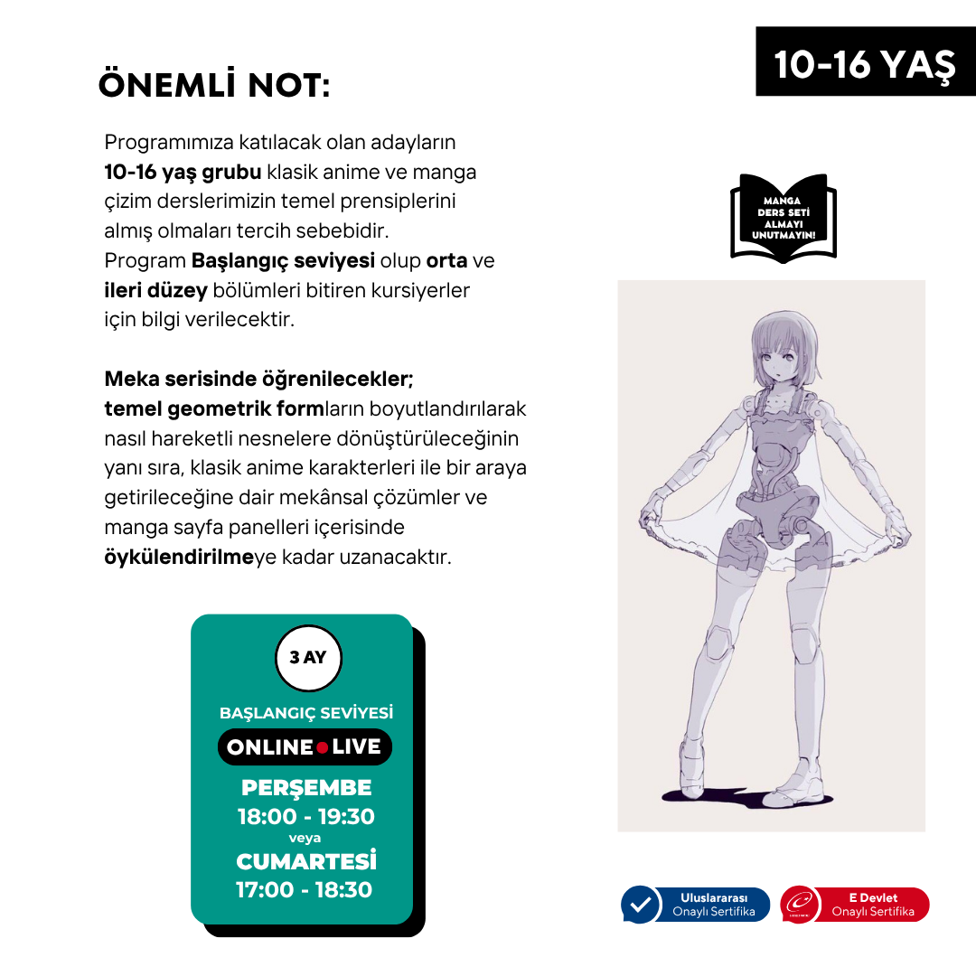 Mecha Manga Drawing Anime Preparation (10-16 Years Old)