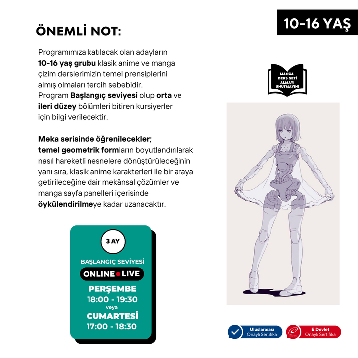 Mecha Manga Drawing Anime Preparation (10-16 Years Old)