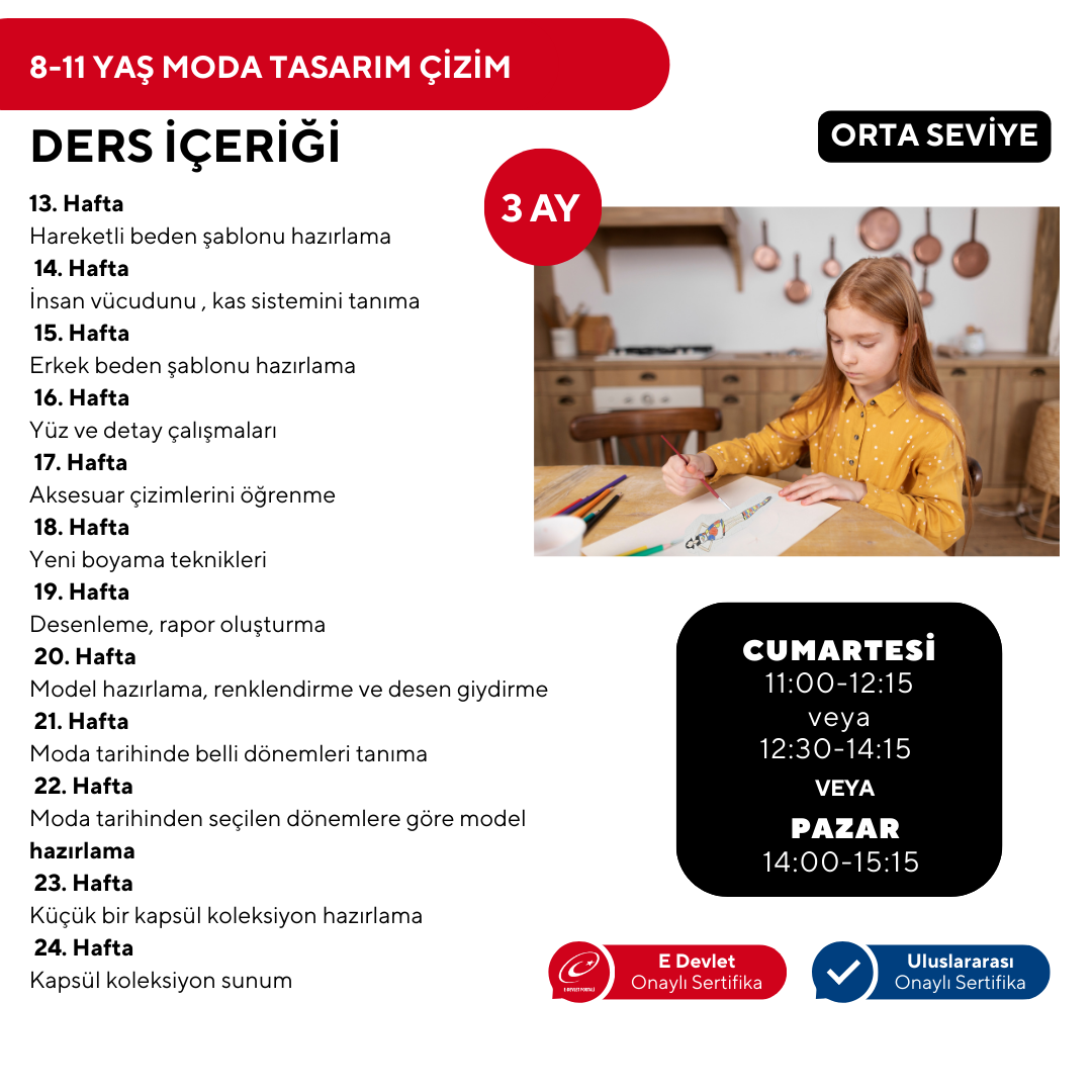 8-11 Years Old Fashion Design Intermediate Drawing (Face to Face)