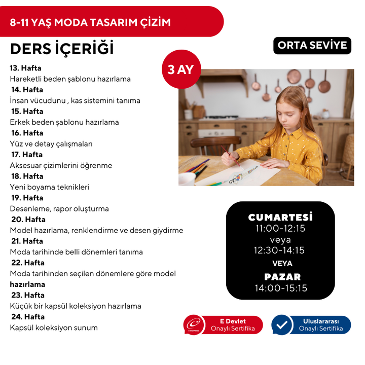 8-11 Years Old Fashion Design Intermediate Drawing (Face to Face)