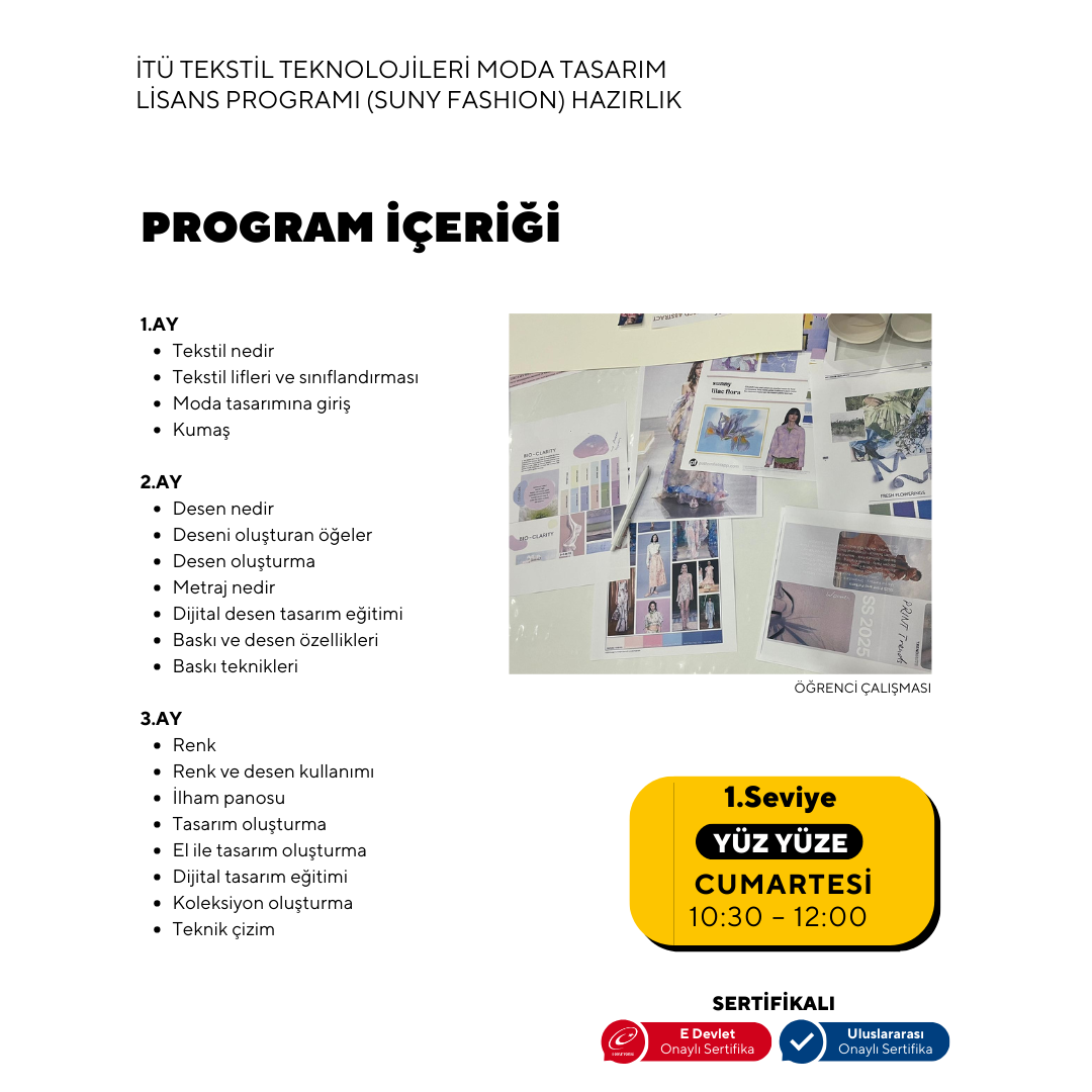 ITU Textile Technologies and Fashion Design Undergraduate Program (Suny Fashion) - Face to face