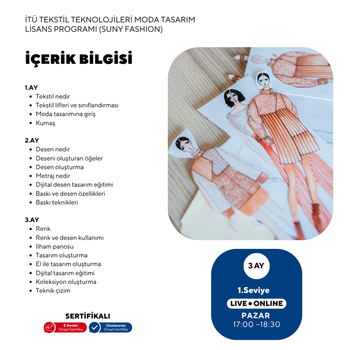 İTÜ Tekstil Teknolojileri ve Moda Tasarım Lisans Programı (Suny Fashion) Hazırlık Eğitimi -Online