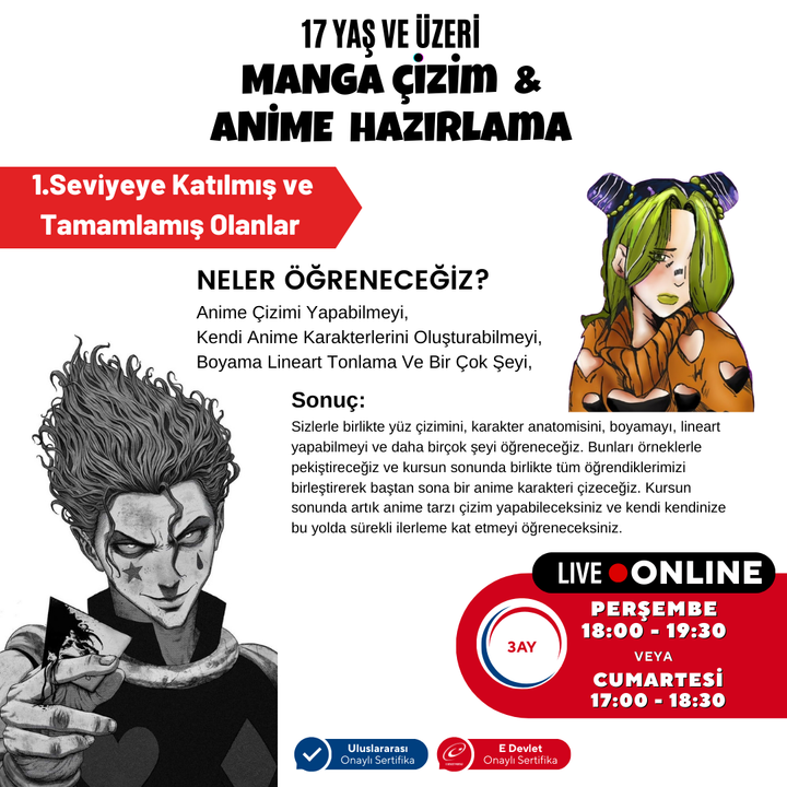 Manga Drawing and Anime Preparation (Intermediate Level) (Ages 17 and Adults)